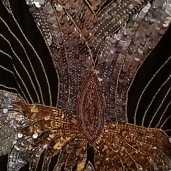 💖Vintage  70'-80's sequin beaded cocktail  Butterfly top blouse- FINAL PRICE.💖 - Picture 3 of 6